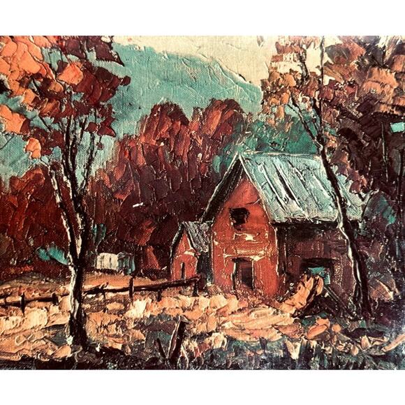 Vintage Mid Century Serving Tray Village Scene Handles Retro Kitchen Decor Japan - Picture 2 of 7